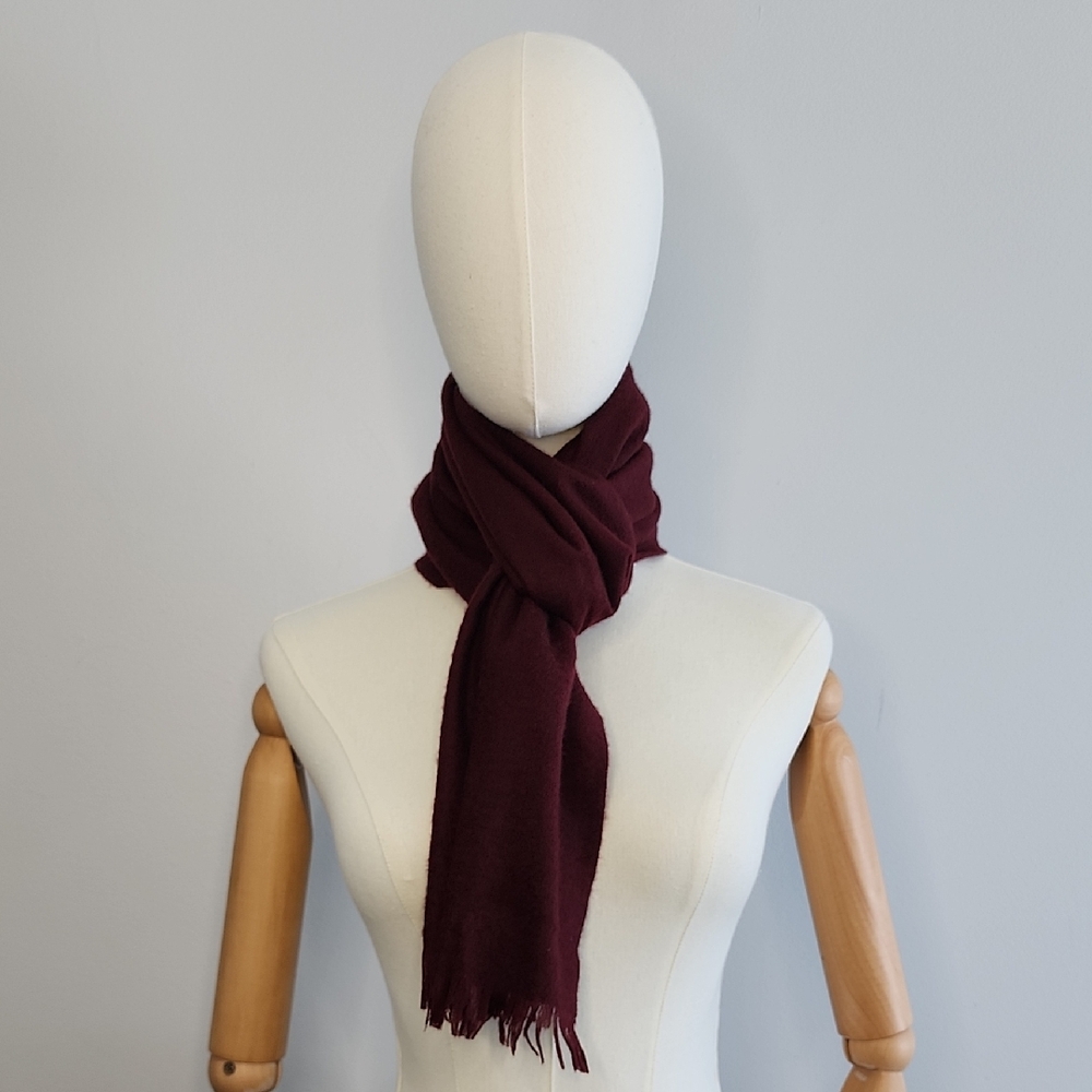 Vintage A Sulka & Company Cashmere Wool Burgundy Scarf